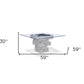 59" Clear And Gray Square Glass And Solid Wood Pedestal Base Dining Table
