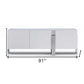 91" White Glass and Stainless Steel Frame Console Table