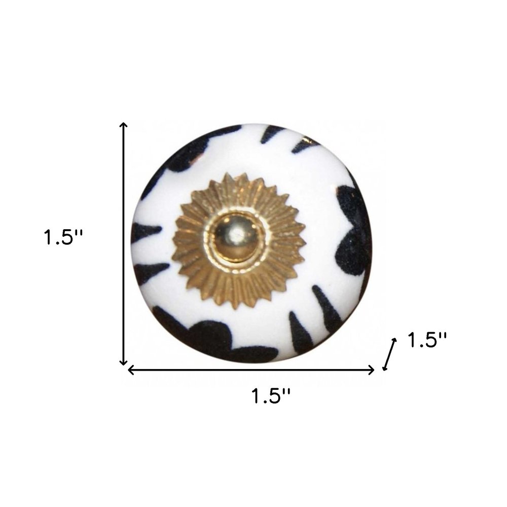 1.5" X 1.5" X 1.5" Black White And Gold  Knobs 8 Pack