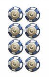Set of Eight Blue White And Gold Geometric Ceramic Drawer Pull Knobs
