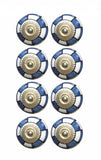 Set of Eight Blue White And Gold Geometric Ceramic Drawer Pull Knobs