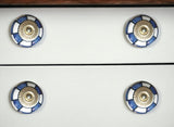 Set of Eight Blue White And Gold Geometric Ceramic Drawer Pull Knobs