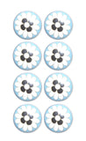 Set of Eight Blue White And Black Floral Ceramic Drawer Pull Knobs
