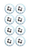 Set of Eight Blue White And Black Floral Ceramic Drawer Pull Knobs
