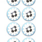 Set of Eight Blue White And Black Floral Ceramic Drawer Pull Knobs