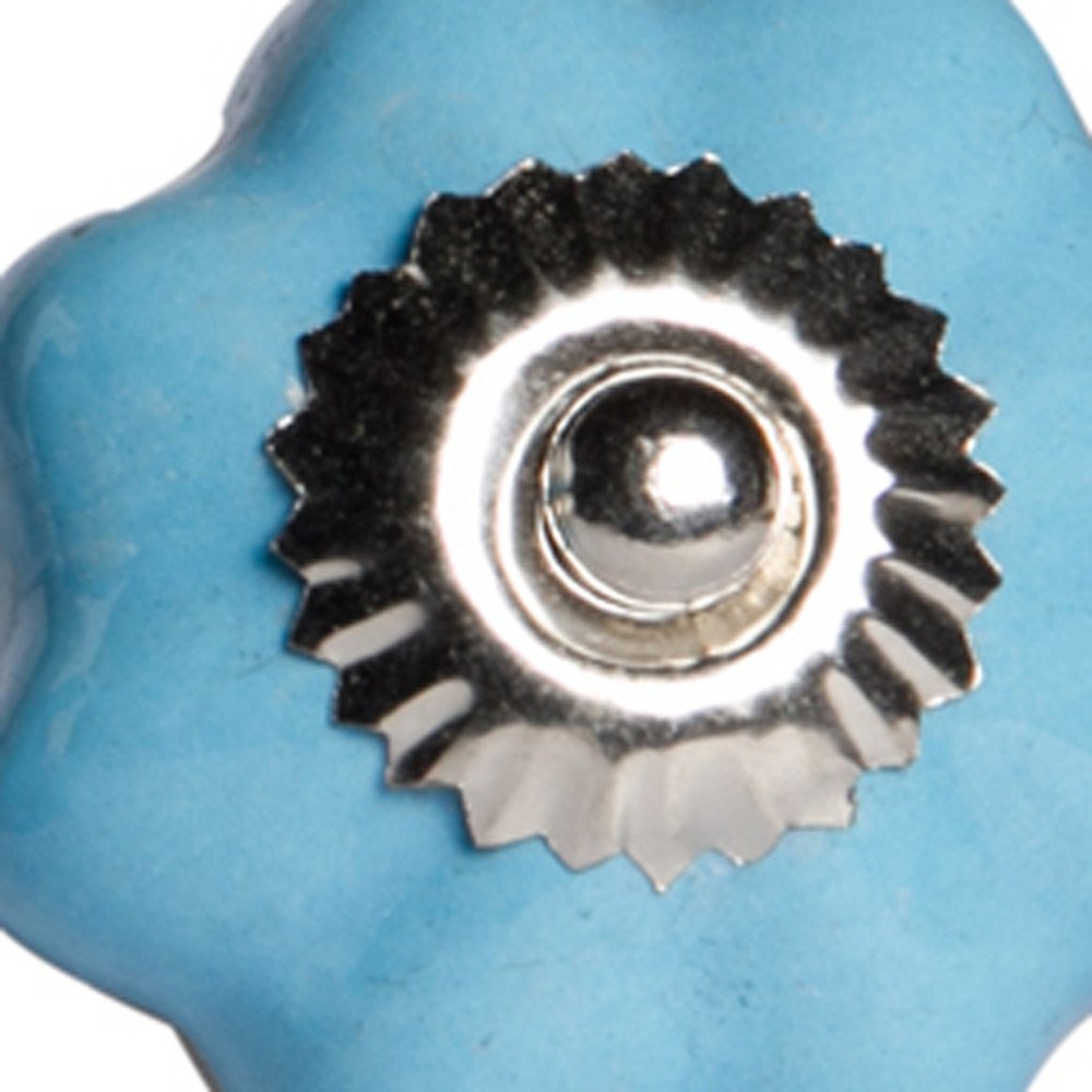 1.5" X 1.5" X 1.5" Glossy Navy And Silver  Knobs 8 Pack