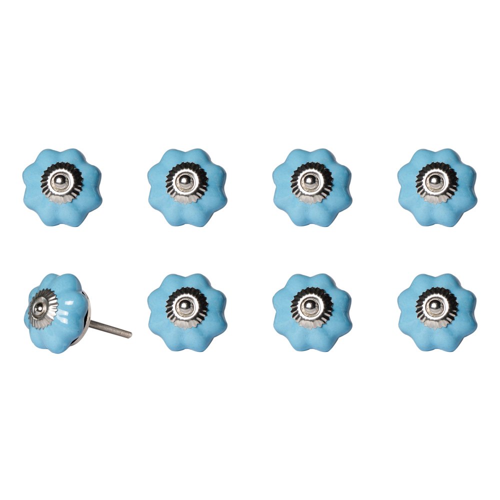 1.5" X 1.5" X 1.5" Glossy Navy And Silver  Knobs 8 Pack