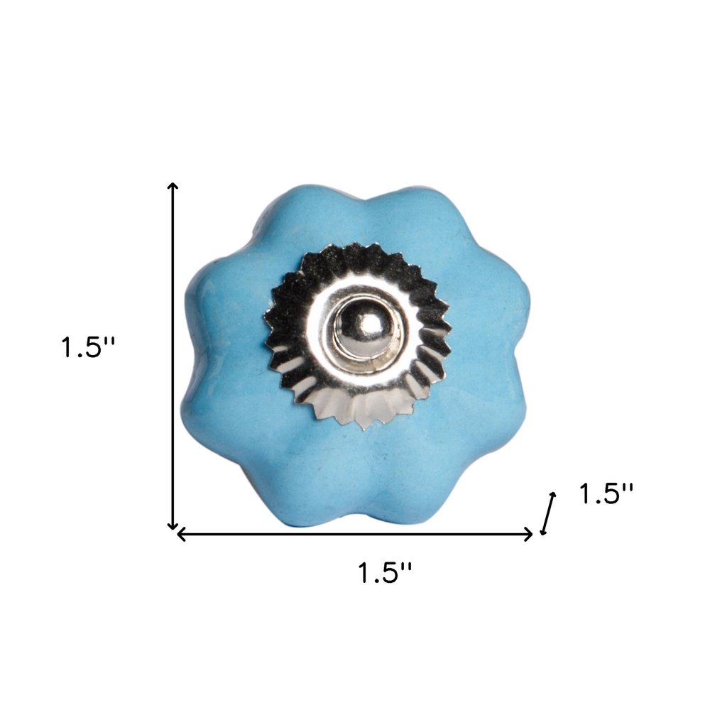 1.5" X 1.5" X 1.5" Glossy Navy And Silver  Knobs 8 Pack