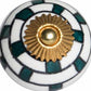 Set of Twelve White Teal And Gold Geometric Ceramic Drawer Pull Knobs