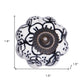 Set of Twelve Black And White Floral Ceramic Drawer Pull Knobs