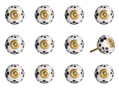1.5" X 1.5" X 1.5" White Black And Yellow  Knobs 12 Pack