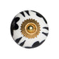 Set of Twelve White Teal And Gold Geometric Ceramic Drawer Pull Knobs
