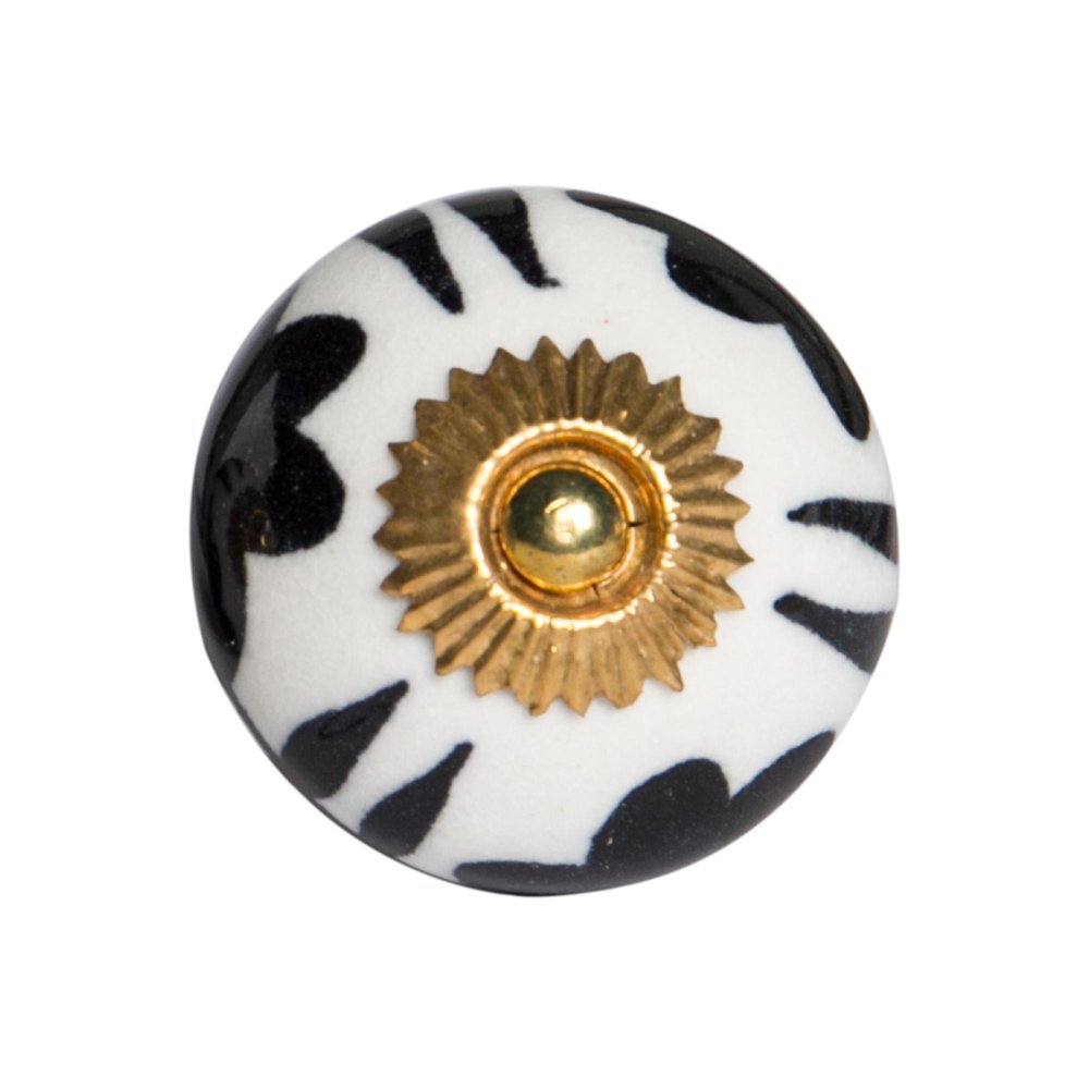 Set of Twelve White Teal And Gold Geometric Ceramic Drawer Pull Knobs