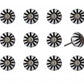 1.5" X 1.5" X 1.5" White Black And Silver  Knobs 12 Pack
