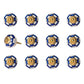 Set of Twelve Blue White And Gold Geometric Ceramic Drawer Pull Knobs