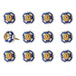 Set of Twelve Blue White And Gold Geometric Ceramic Drawer Pull Knobs