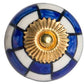 Set of Twelve Blue White And Gold Geometric Ceramic Drawer Pull Knobs