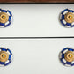 Set of Twelve Blue White And Gold Geometric Ceramic Drawer Pull Knobs
