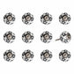 Set of Twelve White Teal And Gold Geometric Ceramic Drawer Pull Knobs