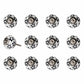 Set of Twelve White Teal And Gold Geometric Ceramic Drawer Pull Knobs