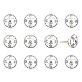 Set of Twelve Black White And Gold Clock Face Ceramic Drawer Pull Knobs