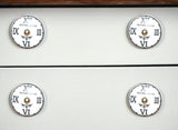 Set of Twelve Black White And Gold Clock Face Ceramic Drawer Pull Knobs