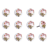 Set of Twelve Pink And White Floral Ceramic Drawer Pull Knobs