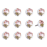 Set of Twelve Pink And White Floral Ceramic Drawer Pull Knobs