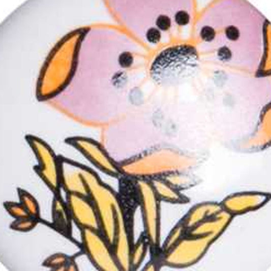 Set of Twelve Pink And White Floral Ceramic Drawer Pull Knobs