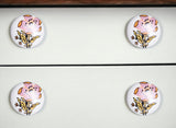 Set of Twelve Pink And White Floral Ceramic Drawer Pull Knobs