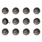 Set of Twelve Black And Silver Ceramic Filigree Floral Drawer Pull Knobs
