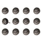 Set of Twelve Black And Silver Ceramic Filigree Floral Drawer Pull Knobs