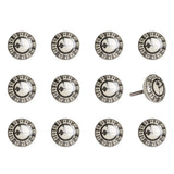 Set of Twelve Black And Gray Clock Face Ceramic Drawer Pull Knobs