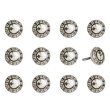 Set of Twelve Black And Gray Clock Face Ceramic Drawer Pull Knobs