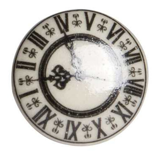 Set of Twelve Black And Gray Clock Face Ceramic Drawer Pull Knobs