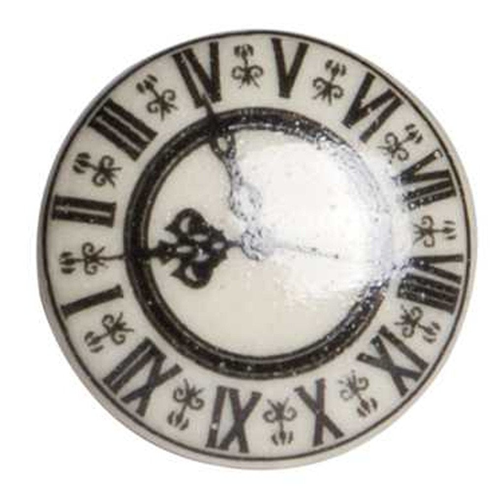 Set of Twelve Black And Gray Clock Face Ceramic Drawer Pull Knobs