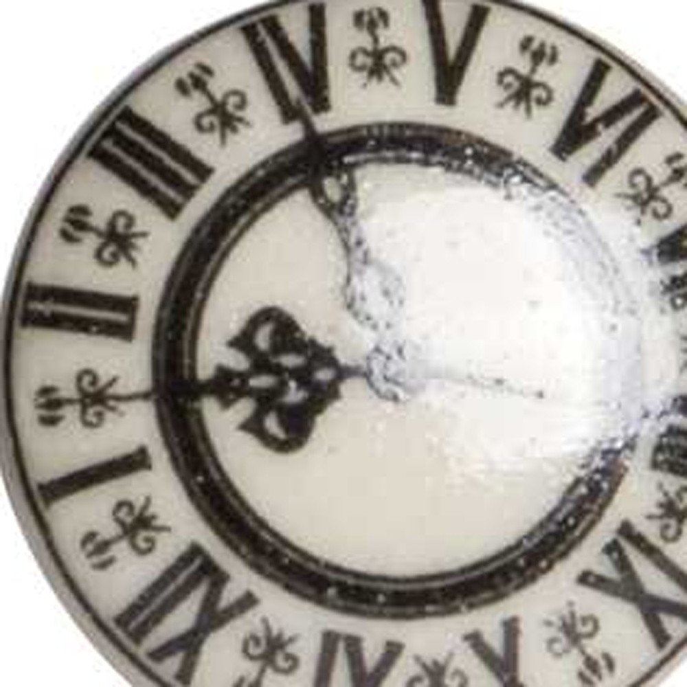 Set of Twelve Black And Gray Clock Face Ceramic Drawer Pull Knobs
