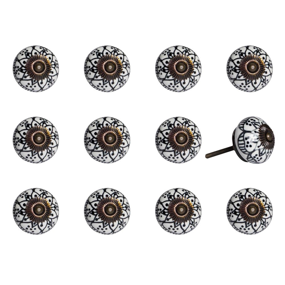 1.5" X 1.5" X 1.5" Black White Copper  Knobs 12 Pack