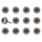 Set of Twelve Black And White Floral Ceramic Drawer Pull Knobs