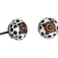 Set of Twelve Black White And Copper Ceramic Geometric Drawer Pull Knobs
