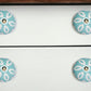 Set of Twelve Aqua And White Geometric Ceramic Drawer Pull Knobs