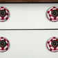 Set of Twelve Red And White Geometric Ceramic Drawer Pull Knobs