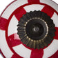 Set of Twelve Red And White Geometric Ceramic Drawer Pull Knobs