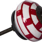 Set of Twelve Red And White Geometric Ceramic Drawer Pull Knobs