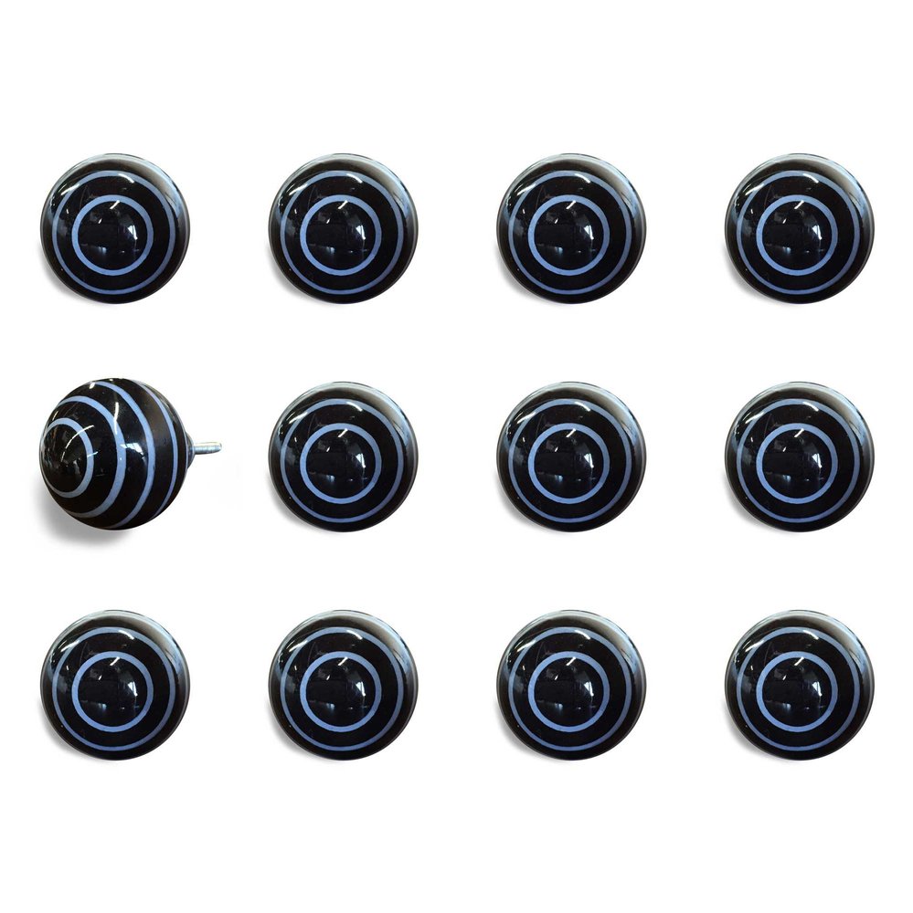 1.5" X 1.5" X 1.5" Black And Light Blue Knobs 12 Pack