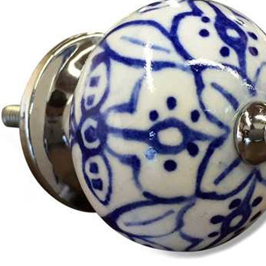 Set of Twelve Blue And White Ceramic Drawer Pull Knobs