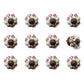 Set of Twelve Burgundy White And Copper Floral Ceramic Drawer Pull Knobs