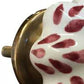 Set of Twelve Burgundy White And Copper Floral Ceramic Drawer Pull Knobs