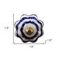 Set of Twelve Blue White And Copper Floral Ceramic Drawer Pull Knobs