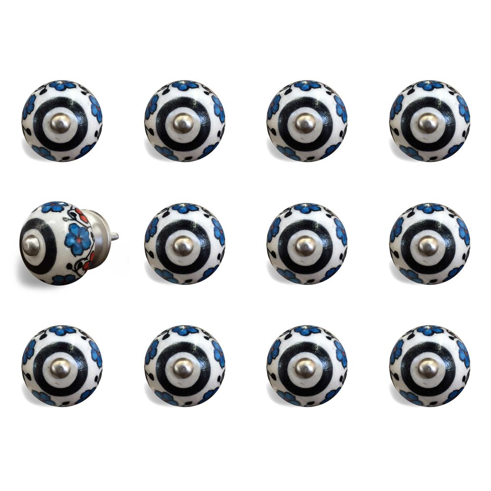 1.5" X 1.5" X 1.5" White Black And Navy  Knobs 12 Pack